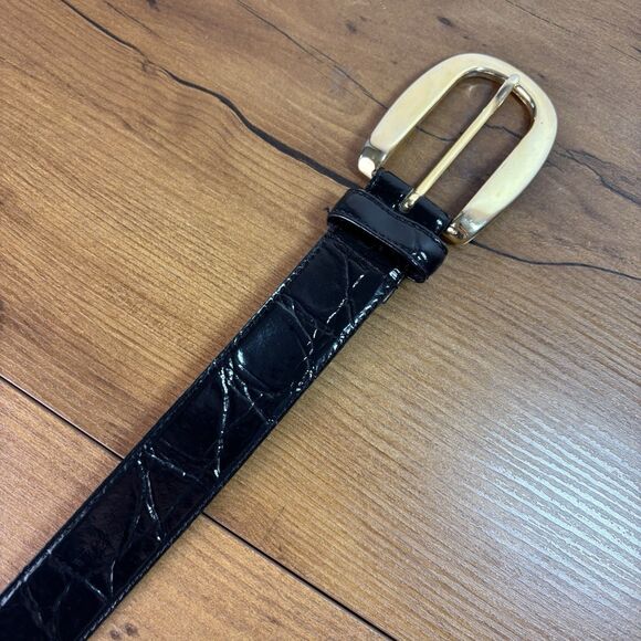 Vintage Liz Claiborne Black Textured Patent Leather Size Medium Belt READ - Picture 7 of 8